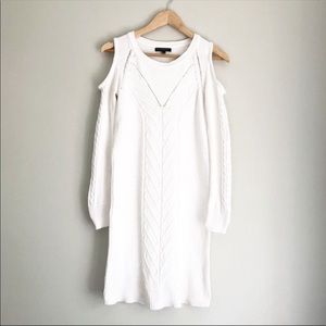 Banana Republic Cold Shoulder Cable Knit Sweater Dress
